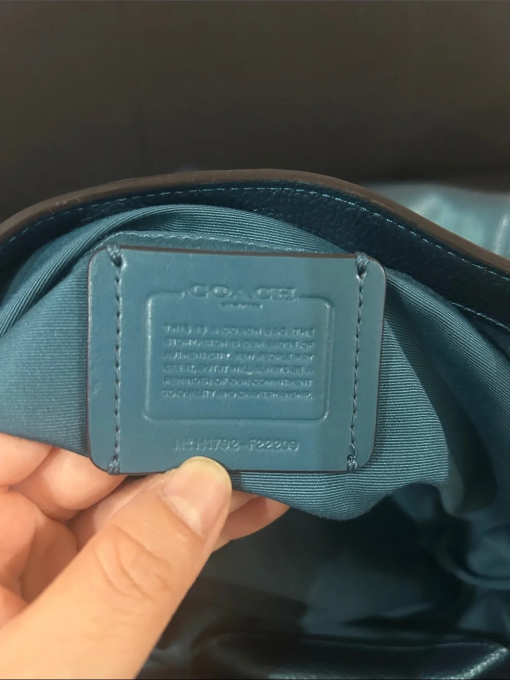 Coach Lexy Metallic Peacock Blue Teal Pebbled Leather Chain Shoulder Bag Purse